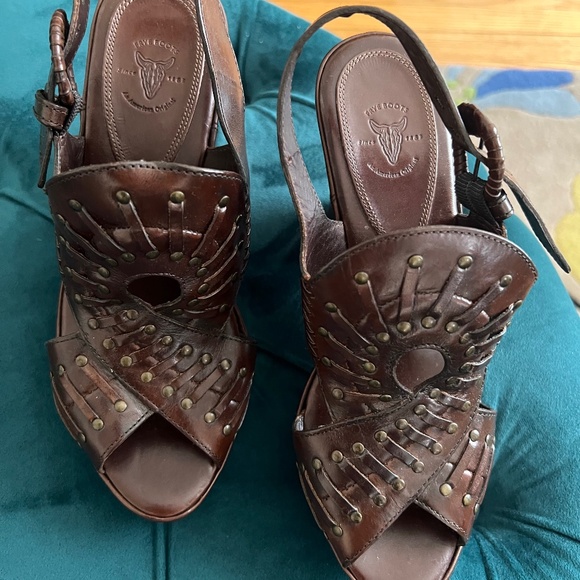 Frye woven dark brown leather sandals - Picture 1 of 4